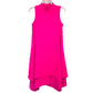 London Times Women's Mock Neck Sharkbite Hem Tiered Shift Mini Dress