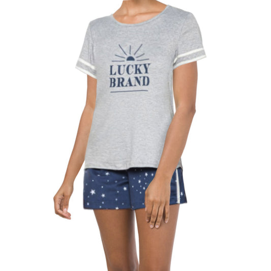 Lucky Brand Women's 2-Pc Ultra Soft Stars T-Shirt and Shorts Lounge PJ Set