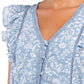 Lucky Brand Lace Trim Ruffle Shoulder Flounce Floral Mini Dress
