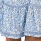 Lucky Brand Lace Trim Ruffle Shoulder Flounce Floral Mini Dress