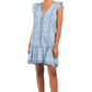 Lucky Brand Lace Trim Ruffle Shoulder Flounce Floral Mini Dress