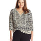Lucky Brand Women's Plus Bohemian Block Textured Floral Print Tunic Top