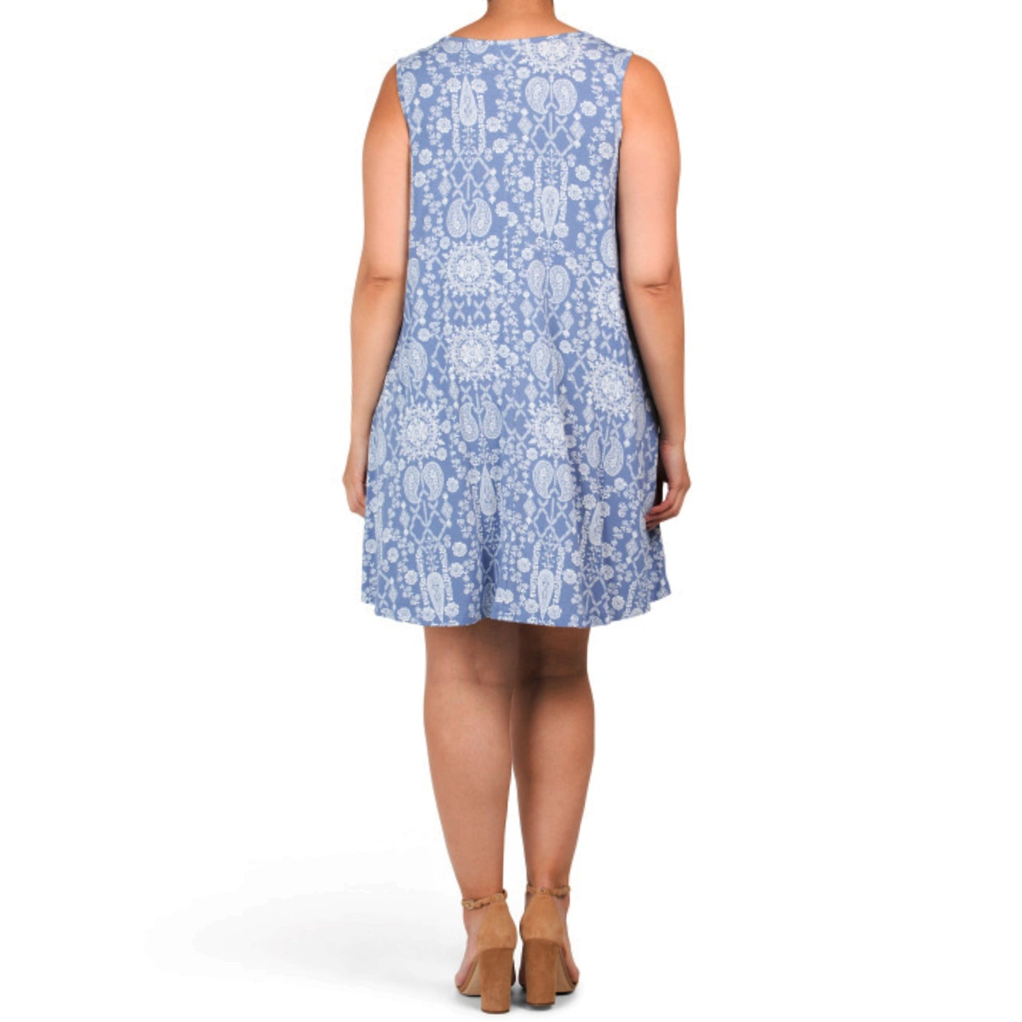Lucky Brand Women's Plus Paisley Print Sleeveless Swing Mini Dress