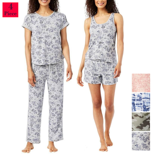 Lucky Brand Women's 4-Piece Super Soft  Floral Camo Print Lounge Pajama Set