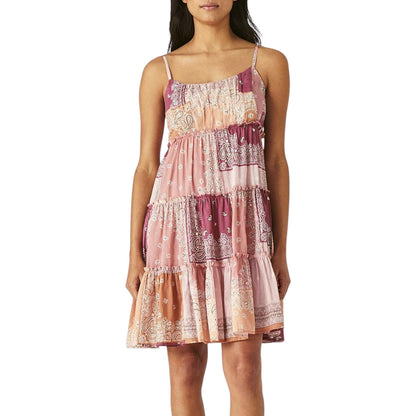 Lucky Brand Women's Cotton Patchwork Print Tiered Mini Dress
