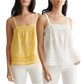 Lucky Brand Women's Embroidery Lace Trim Cotton Camisole Top