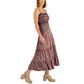 Lucky Brand Women's Paisley Print Embroidered Cotton Cut-out Tie Back Tired Maxi Dress