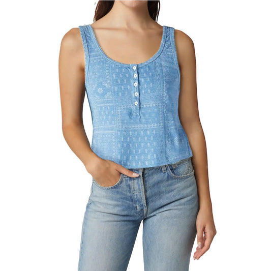 Lucky Brand Women's Patchwork Print Cotton Boy Tank