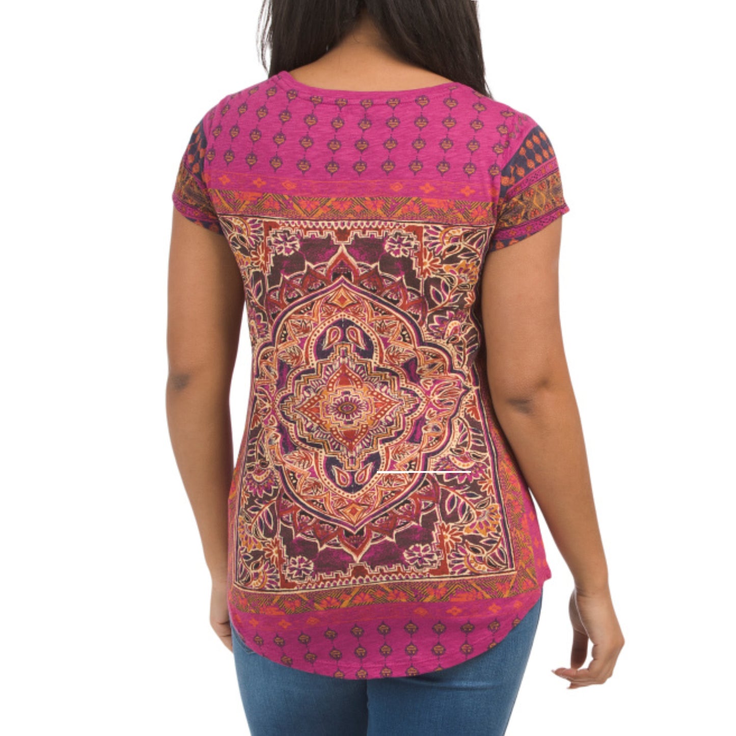 Lucky Brand Women's Persian Carpet Print Tee Cotton Blend T-Shirt