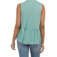 Lucky Brand Women's Linen Sleeveless Tie Neck Hi Low Ruffle Hem Top