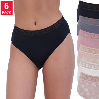 Lucky Brand Women's 6-Pack Ultra Soft 4-Way Stretch Tag Free Panties