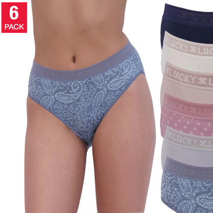 Lucky Brand Women's 6-Pack Ultra Soft 4-Way Stretch Tag Free Panties