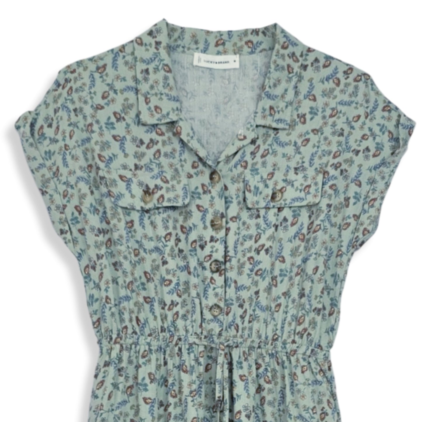 Lucky Brand Women's Border Floral Print Button Front Shirt Midi Dress