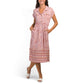 Lucky Brand Women's Border Floral Print Button Front Shirt Midi Dress