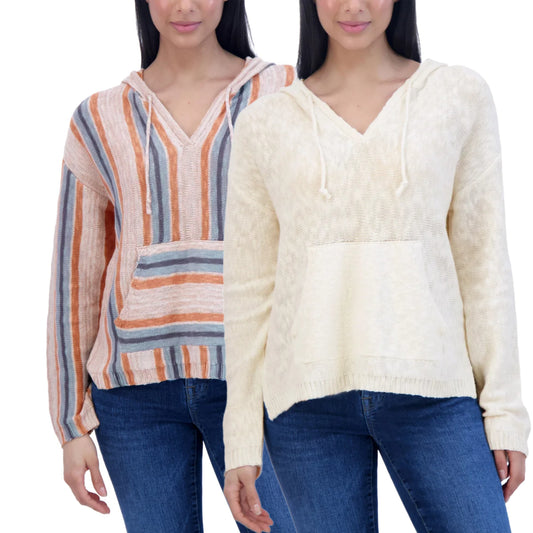 Lucky Brand Women's Cotton Blend Baja Sweater Hoodie
