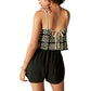 Lucky Brand Women's Crochet Spaghetti Straps Elastic Waist Romper