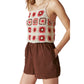 Lucky Brand Women's Crochet Spaghetti Straps Elastic Waist Romper