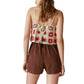 Lucky Brand Women's Crochet Spaghetti Straps Elastic Waist Romper