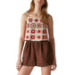 Lucky Brand Women's Crochet Spaghetti Straps Elastic Waist Romper