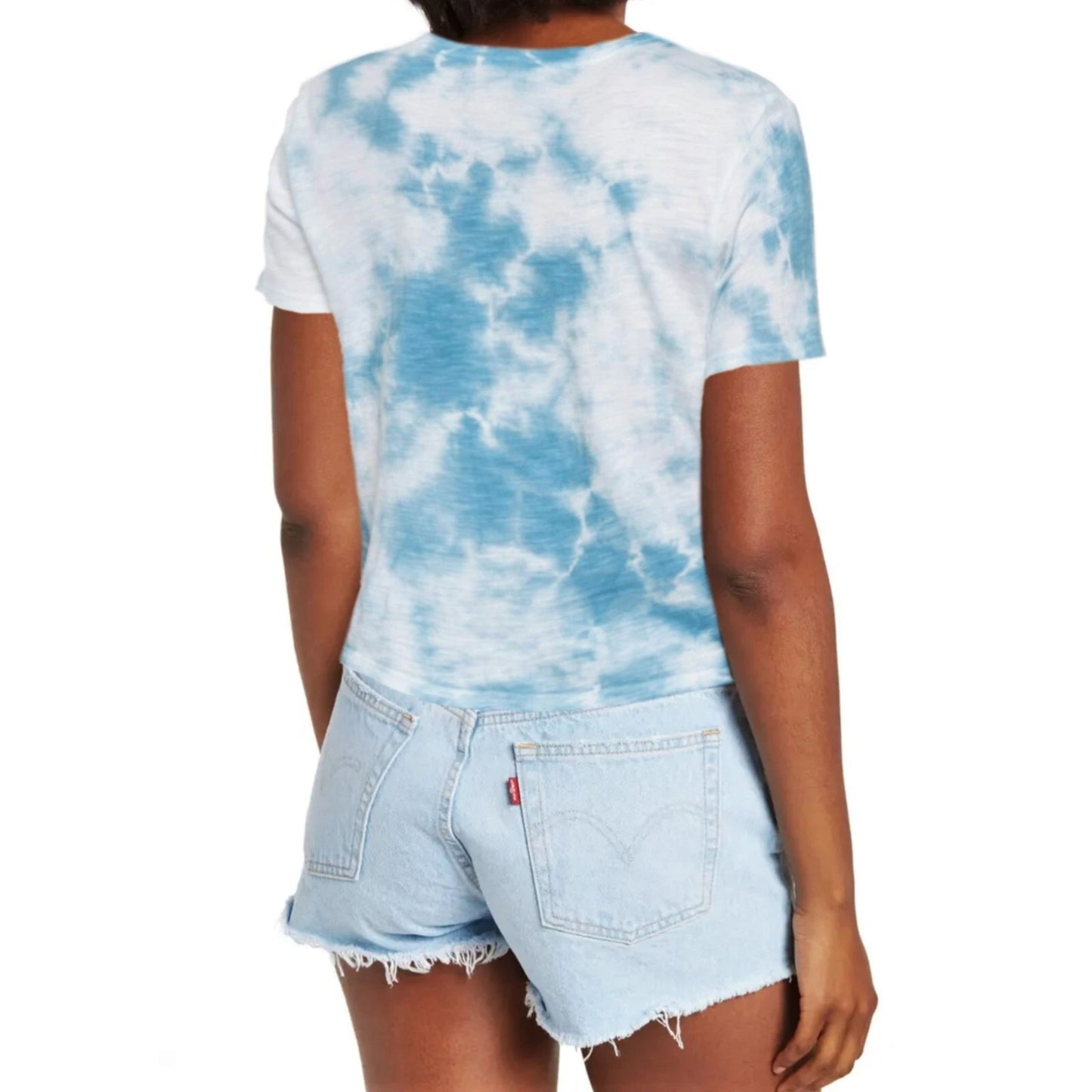 Lucky Brand Women's "Lucky" Graphic Print Tie-Dye Cotton Crop T-Shirt