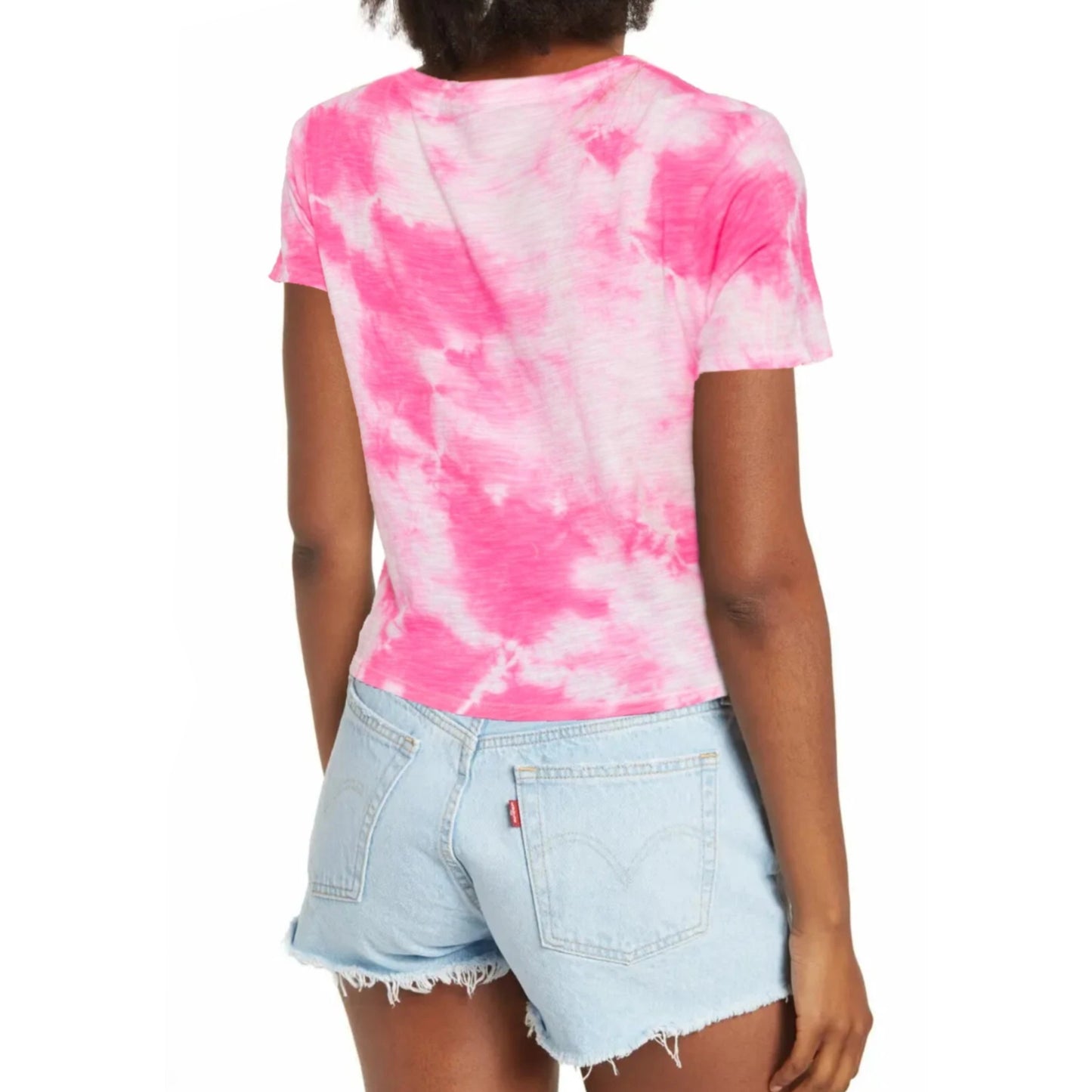 Lucky Brand Women's "Lucky" Graphic Print Tie-Dye Cotton Crop T-Shirt