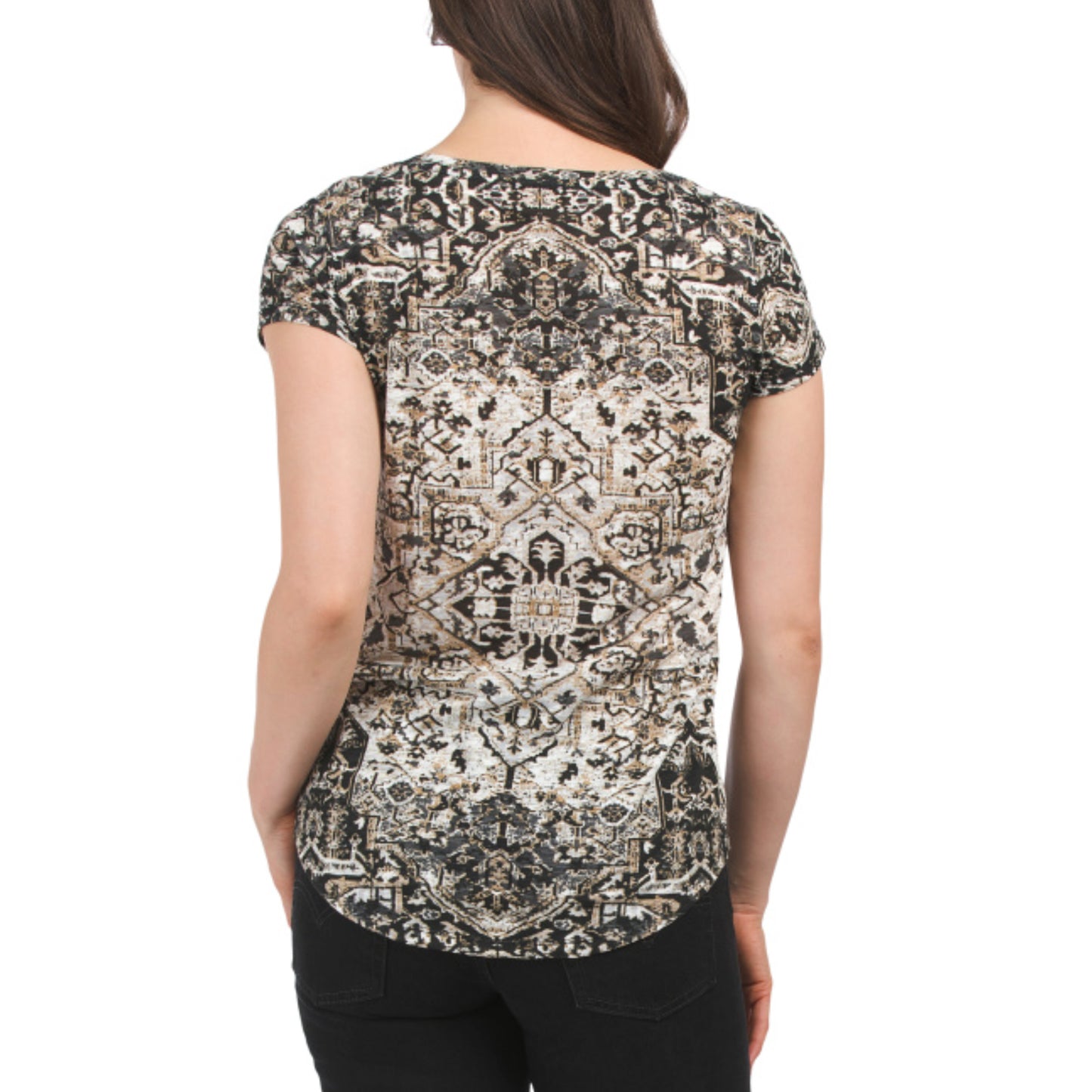 Lucky Brand Women's Persian Carpet Print Tee Cotton Blend T-Shirt
