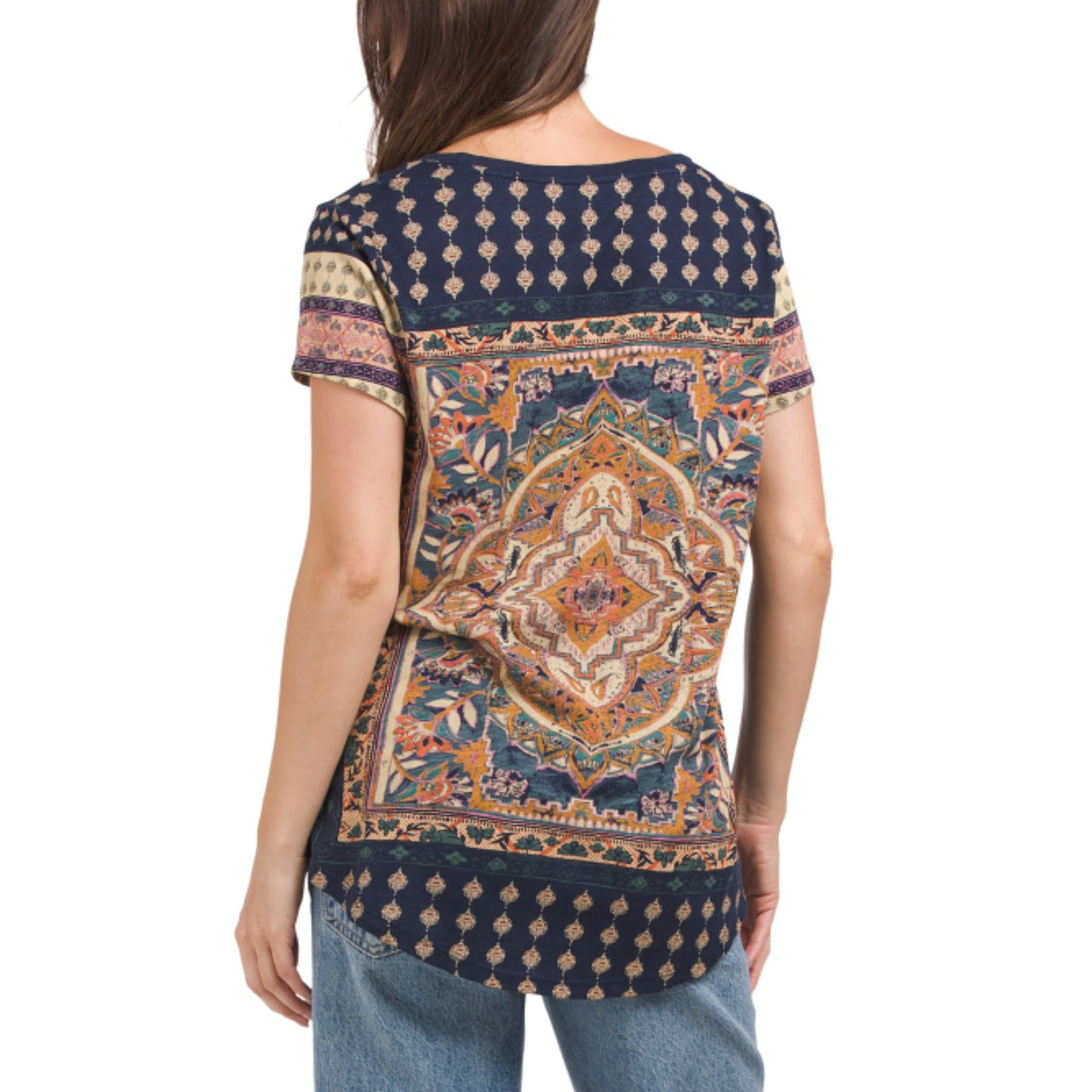 Lucky Brand Women's Persian Carpet Print Tee Cotton Blend T-Shirt