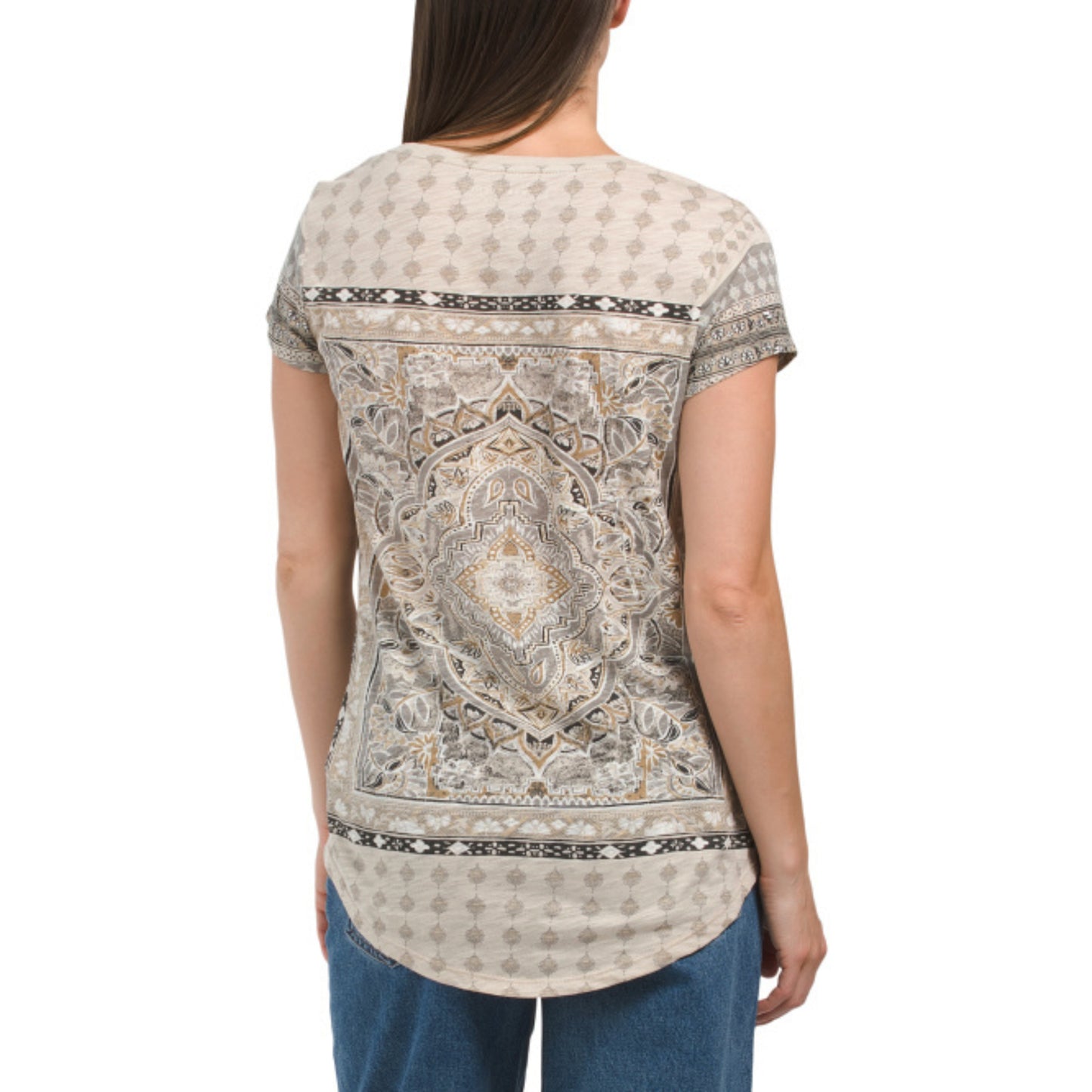 Lucky Brand Women's Persian Carpet Print Tee Cotton Blend T-Shirt