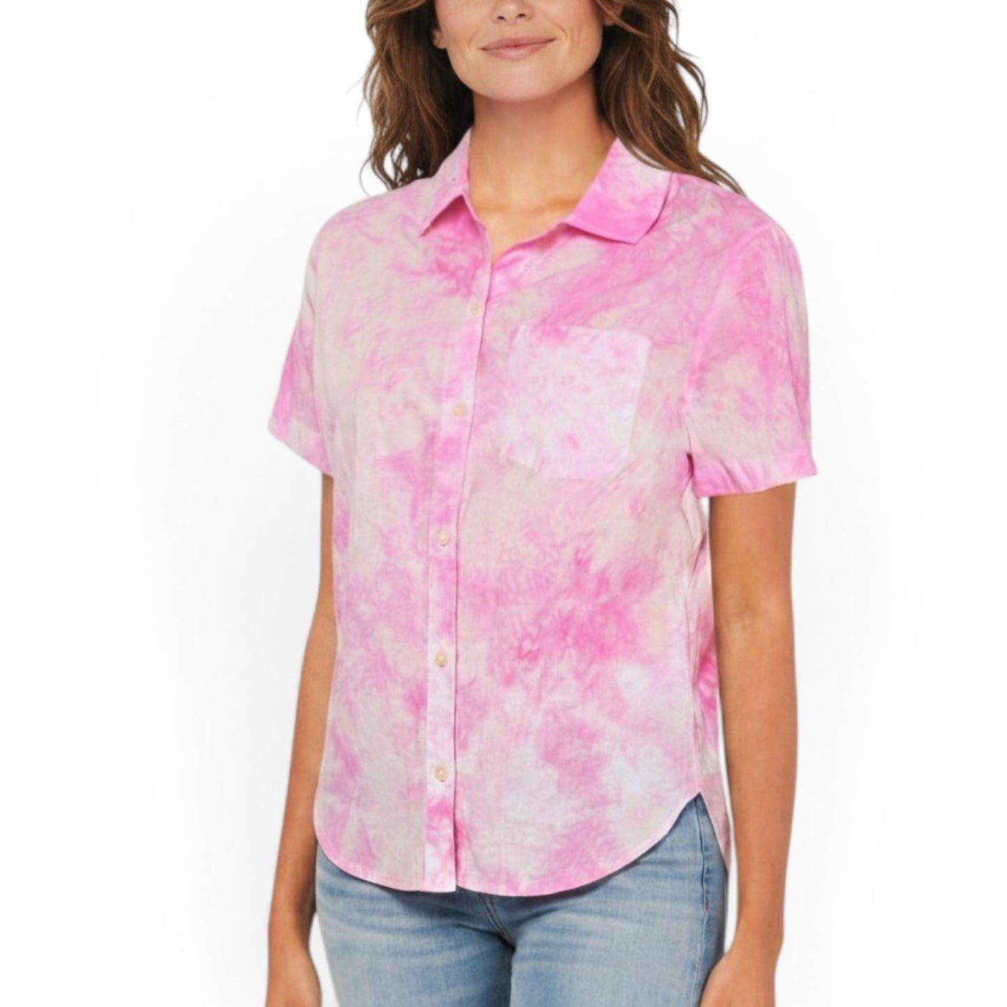 Lucky Brand Women's Tie-Dye Cotton Button Down Shirt