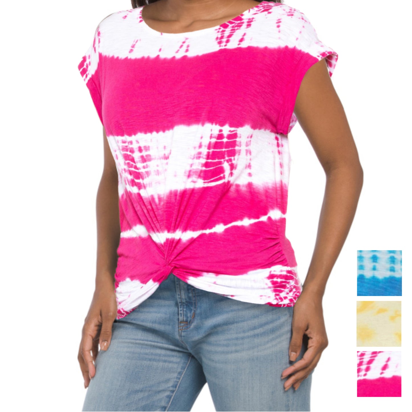 Lucky Brand Women's Cotton Tie-Dye Twist-Front T-Shirt