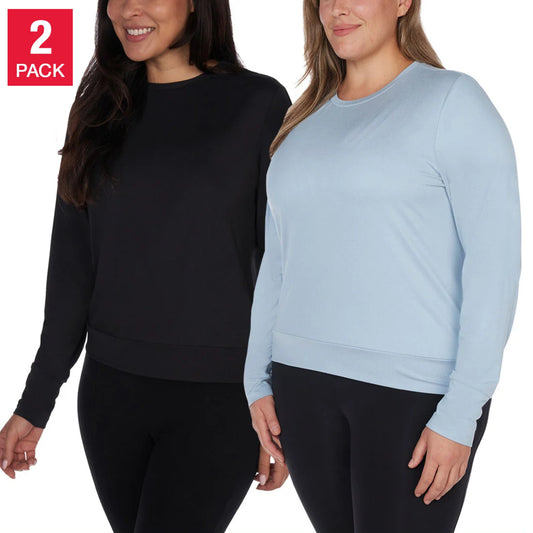 Lukka Lux Women's 2-Pack Moisture Wicking Long Sleeve Sweatshirt Active Top