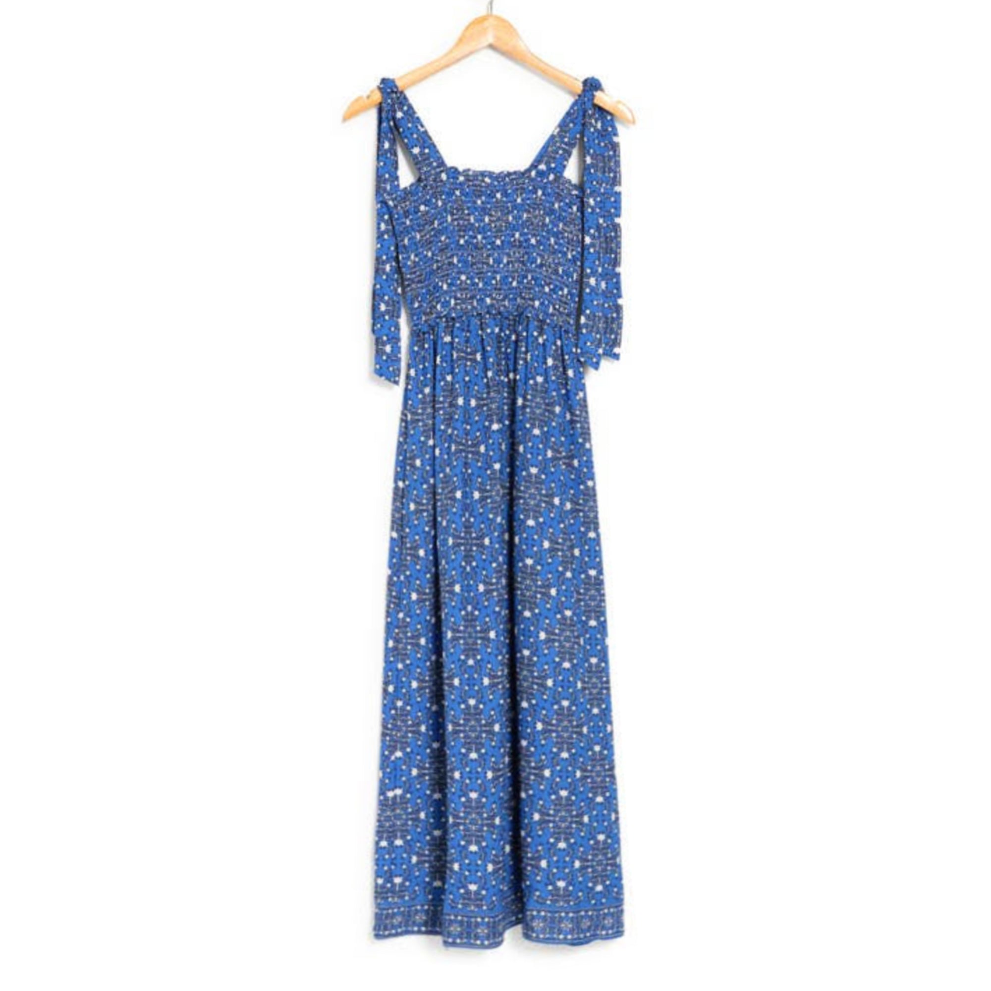 Max studio floral hot sale print smocked maxi dress