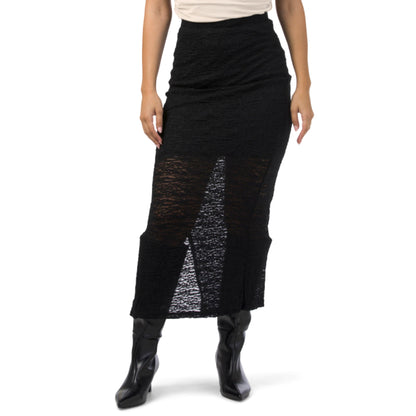MELLODAY Women's Lace Sheer Overlay Stretch Maxi Skirt