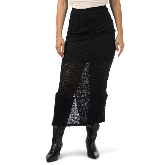 MELLODAY Women's Lace Sheer Overlay Stretch Maxi Skirt