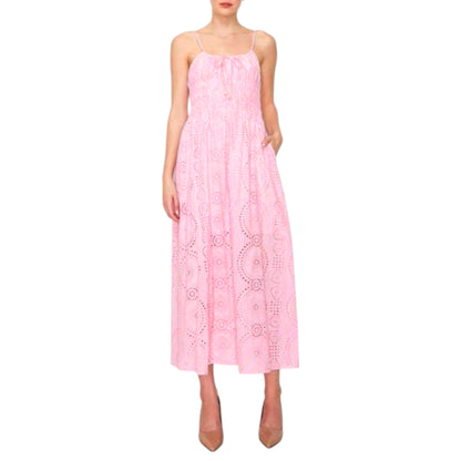 MELLODAY Women's Sleeveless Lightweight Eyelet Maxi Dress