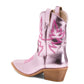 MIRACLE MILES Women's Claire Embroidered Mid Calf Metallic Western Booties