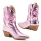 MIRACLE MILES Women's Claire Embroidered Mid Calf Metallic Western Booties
