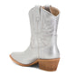 MIRACLE MILES Women's Claire Embroidered Mid Calf Metallic Western Booties