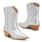 MIRACLE MILES Women's Claire Embroidered Mid Calf Metallic Western Booties