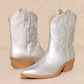 MIRACLE MILES Women's Claire Embroidered Mid Calf Metallic Western Booties