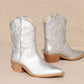 MIRACLE MILES Women's Claire Embroidered Mid Calf Metallic Western Booties