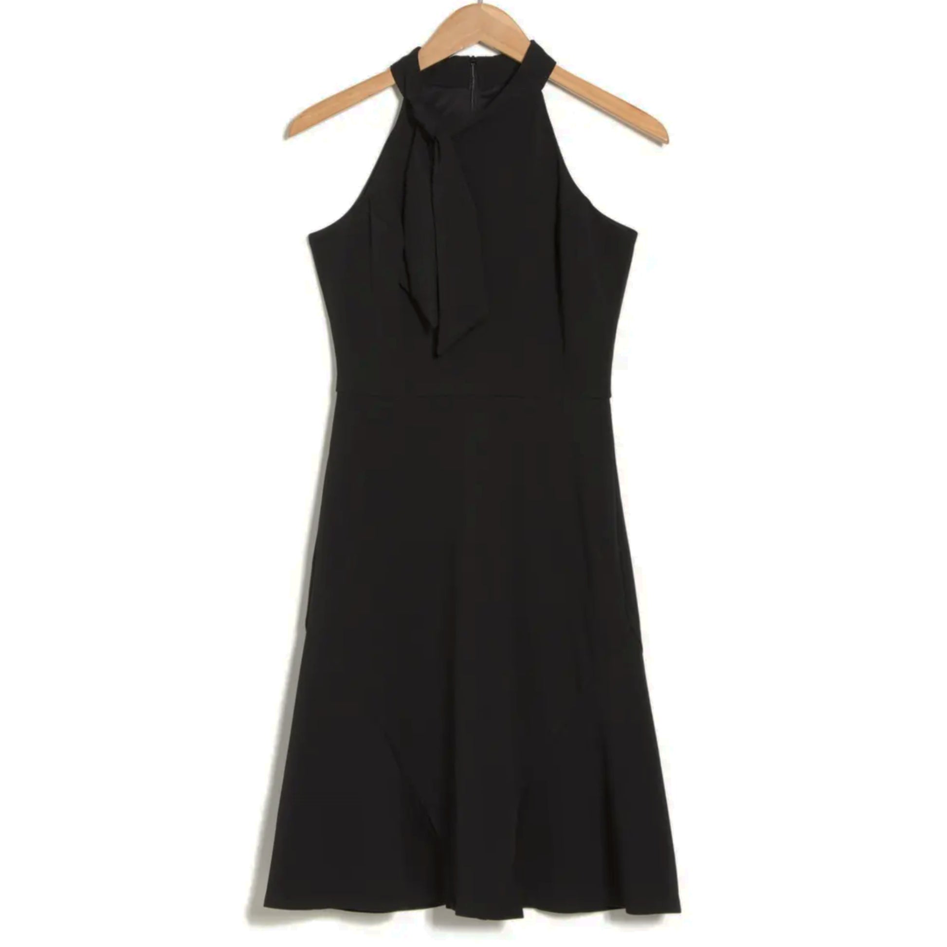 Maggy London Women's Tie Halter Neck Fit And Flare Mini Dress Black / 12 Maggy London Women's Tie Halter Neck Fit And Flare Mini Dress Black / 12