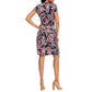 Maggy London Women's Plus Floral Print Waist Tie Wrap Midi Dress