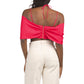 Main Strip Women's Off the Shoulder Bow Crop Top Blouse