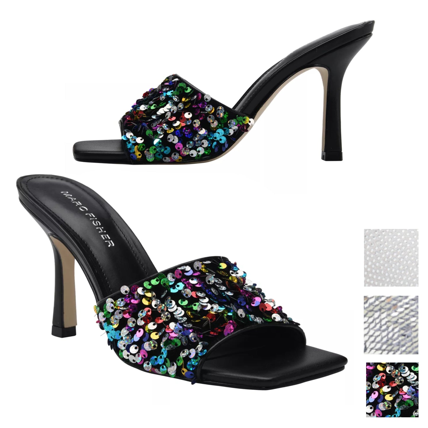 Marc Fisher Women's Danria Sequin Stiletto Heel Dress Slip-on Sandals