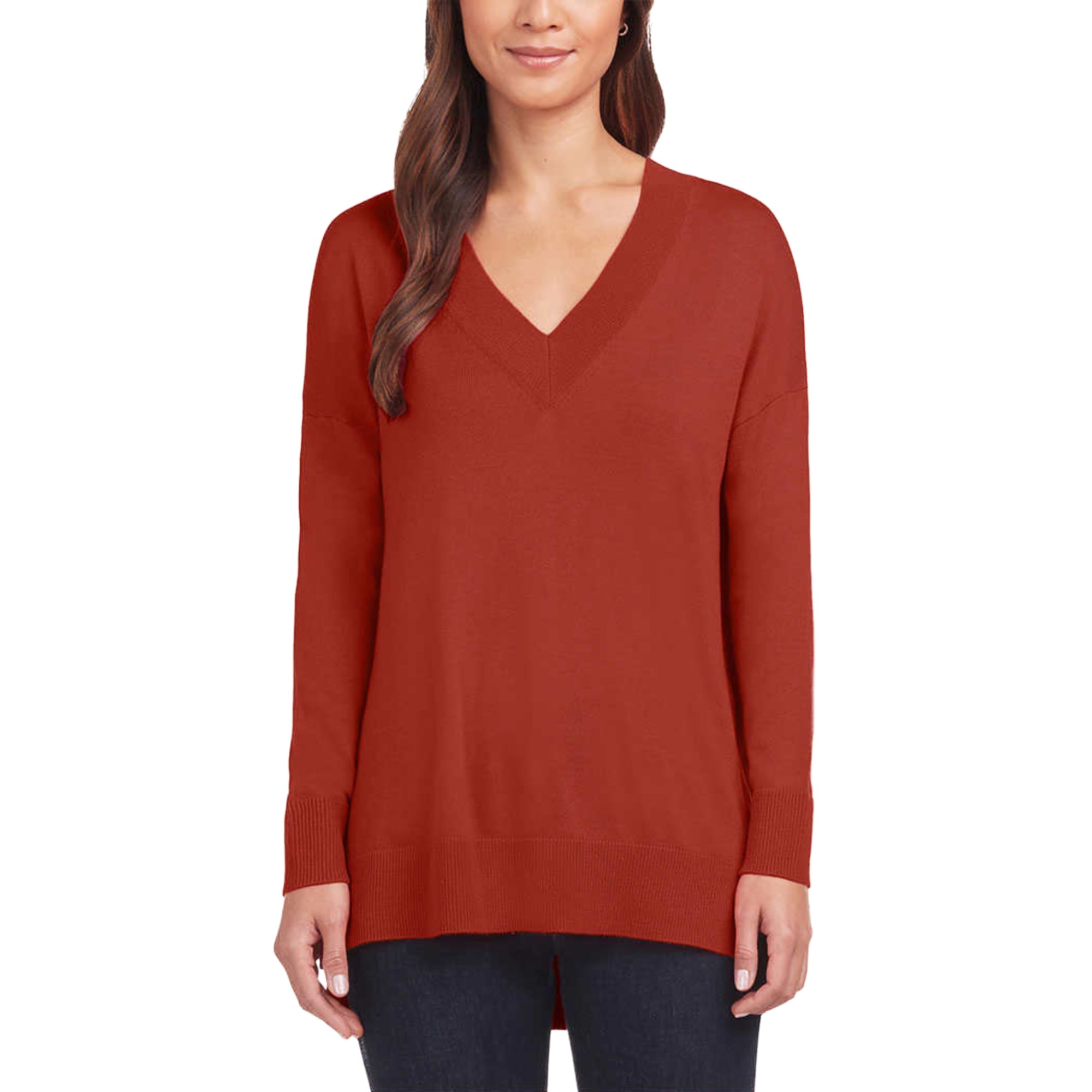 Matty M Women's Lightweight Knit V-Neck Tunic Length Sweater – Letay Store
