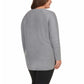 Matty M Women's Plus Relaxed Fit Ribbed Knit V-Neck Tunic Sweater