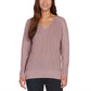 Matty M Women's Plus Relaxed Fit Ribbed Knit V-Neck Tunic Sweater