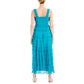 Max Studio Women's Square Neck Smocked Textured Cotton Maxi Dress