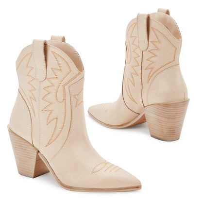 Mi.iM Women's Nina Embroidered Western  Cowboy Ankle Booties